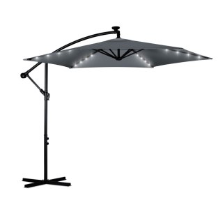 PARASOL OGRODOWY SKŁADANY 6 SEGMENTOWY 350 CM Z POKROWCEM I LAMPKAMI PLONOS PL-882