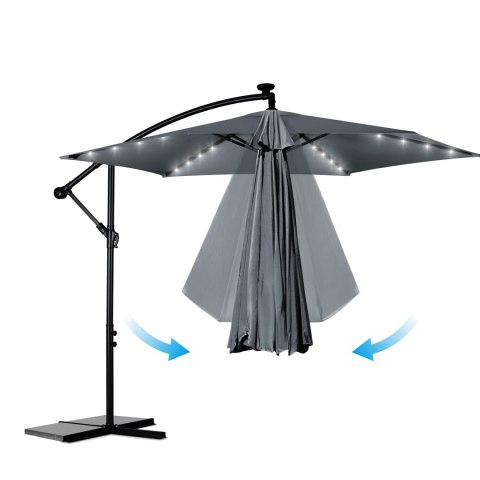 PARASOL OGRODOWY SKŁADANY 6 SEGMENTOWY 350 CM Z POKROWCEM I LAMPKAMI PLONOS PL-882
