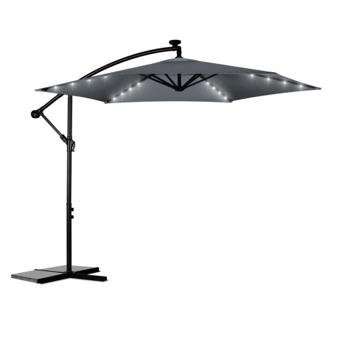 PARASOL OGRODOWY SKŁADANY 6 SEGMENTOWY 350 CM Z POKROWCEM I LAMPKAMI PLONOS PL-882