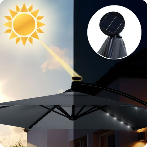 PARASOL OGRODOWY SKŁADANY 6 SEGMENTOWY 350 CM Z POKROWCEM I LAMPKAMI PLONOS PL-882