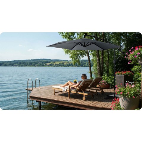 PARASOL OGRODOWY SKŁADANY 6 SEGMENTOWY 350 CM Z POKROWCEM I LAMPKAMI PLONOS PL-882