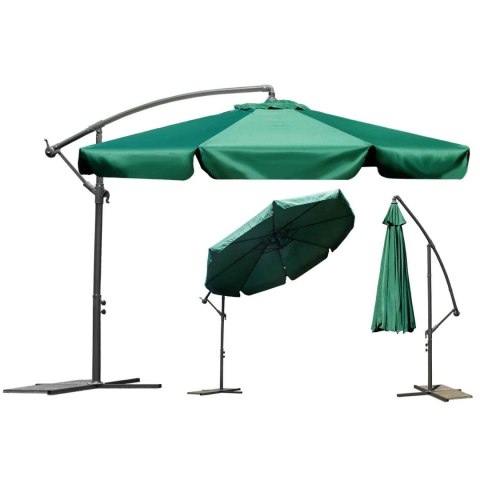PARASOL OGRODOWY SKŁADANY 8 SEGMENTÓW ZIELONY 350CM