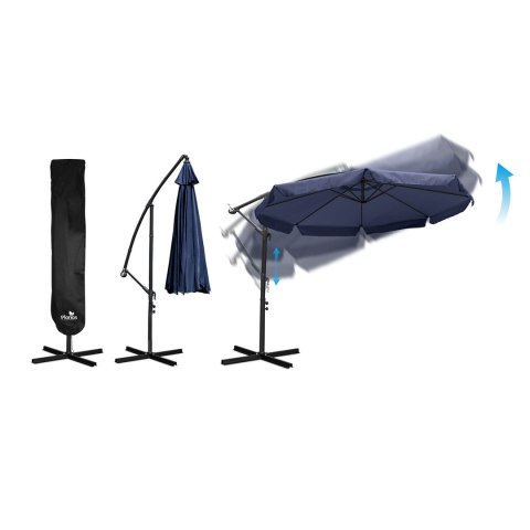 PARASOL OGRODOWY SKŁADANY 8 SEGMENTOWY 350 CM Z POKROWCEM PLONOS PL-881