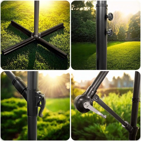 PARASOL OGRODOWY SKŁADANY 8 SEGMENTOWY 350 CM Z POKROWCEM PLONOS PL-881