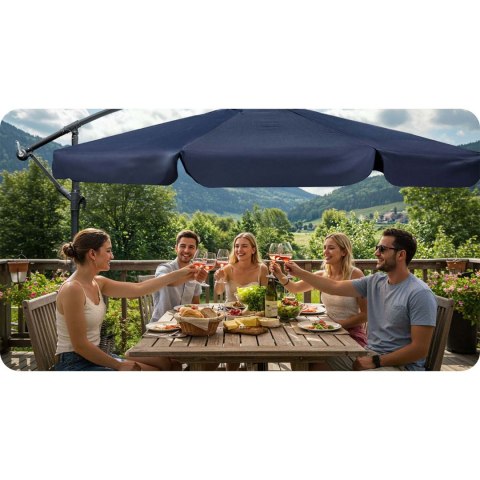 PARASOL OGRODOWY SKŁADANY 8 SEGMENTOWY 350 CM Z POKROWCEM PLONOS PL-881
