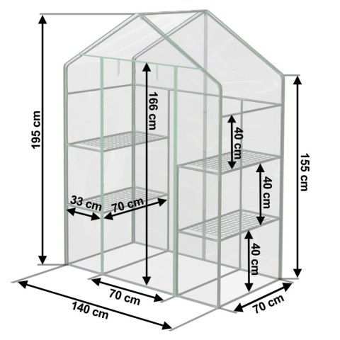 SZKLARNIA DWA REGAŁY 140 X 71 X 195 CM PLONOS 4922