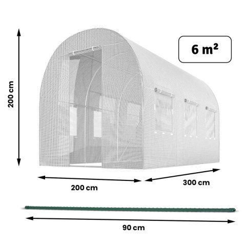 TUNEL OGRODOWY 2 X 3 M (6M2) BIAŁY PLONOS
