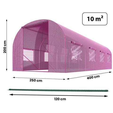 TUNEL OGRODOWY 2,5 X 4 M (10M2) RÓŻOWY PLONOS
