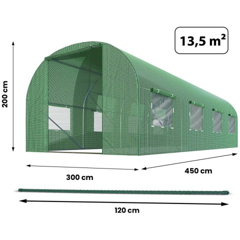 TUNEL OGRODOWY 3 X 4,5 M (13,5M2) PLONOS