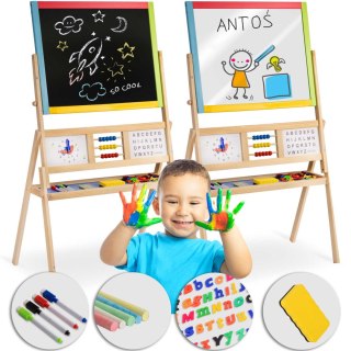 DUŻA MAGNETYCZNA KREDOWA TABLICA OBROTOWA Z ZEGAREM RICOKIDS - WIELOKOLOROWA