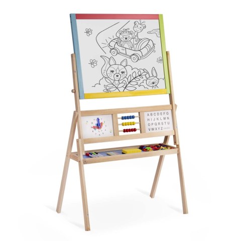 DUŻA MAGNETYCZNA KREDOWA TABLICA OBROTOWA Z ZEGAREM RICOKIDS - WIELOKOLOROWA