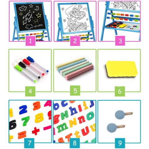 MAGNETYCZNA KREDOWA TABLICA OBROTOWA RICOKIDS - NIEBIESKA