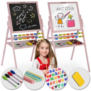 MAGNETYCZNA KREDOWA TABLICA OBROTOWA RICOKIDS - RÓŻOWA