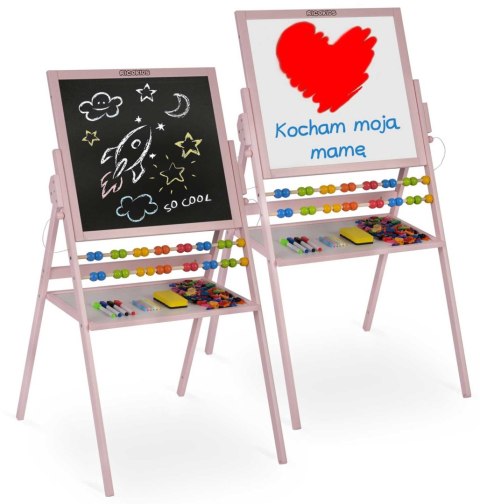 MAGNETYCZNA KREDOWA TABLICA OBROTOWA RICOKIDS - RÓŻOWA