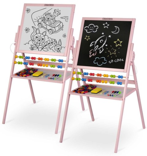 MAGNETYCZNA KREDOWA TABLICA OBROTOWA RICOKIDS - RÓŻOWA