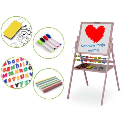 MAGNETYCZNA KREDOWA TABLICA OBROTOWA RICOKIDS - RÓŻOWA
