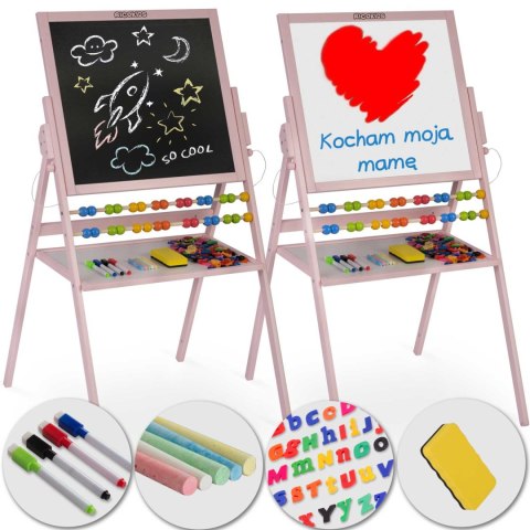 MAGNETYCZNA KREDOWA TABLICA OBROTOWA RICOKIDS - RÓŻOWA