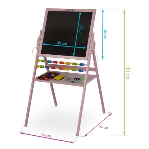 MAGNETYCZNA KREDOWA TABLICA OBROTOWA RICOKIDS - RÓŻOWA