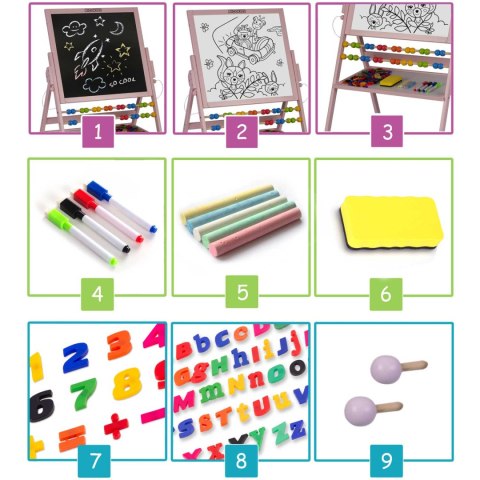 MAGNETYCZNA KREDOWA TABLICA OBROTOWA RICOKIDS - RÓŻOWA