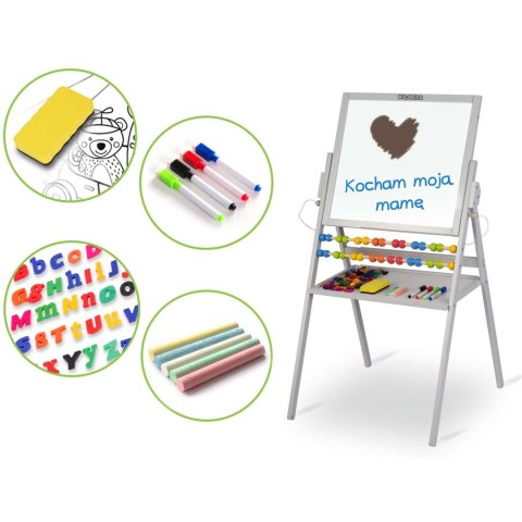 MAGNETYCZNA KREDOWA TABLICA OBROTOWA RICOKIDS - SZARA