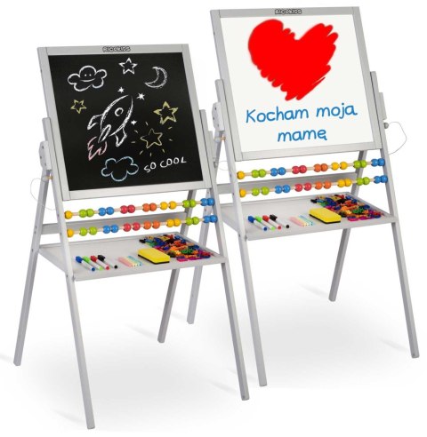MAGNETYCZNA KREDOWA TABLICA OBROTOWA RICOKIDS - SZARA