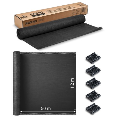 SIATKA CIENIUJĄCA 1,2X50M 140G/M2 + 50 ZACISKÓW SZARA