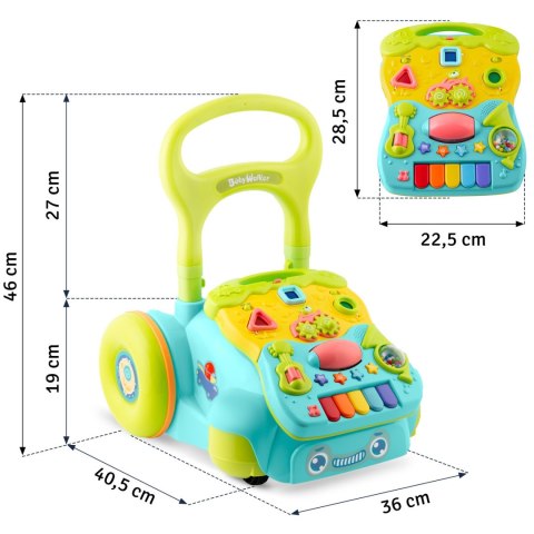 CHODZIK EDUKACYJNY Z MUZYKĄ 2W1 RK-744 RICOKIDS TURKUSOWY