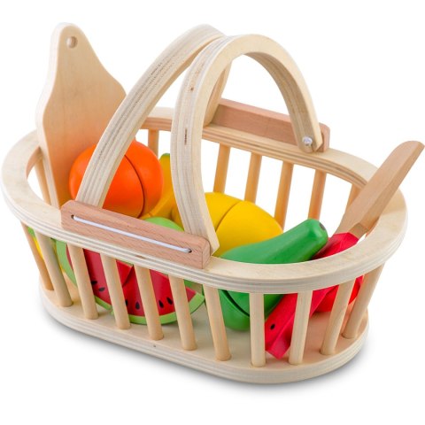 DREWNIANA ZABAWKA KOSZYK Z OWOCAMI DO KROJENIA 9 SZT RK-870 RICOKIDS