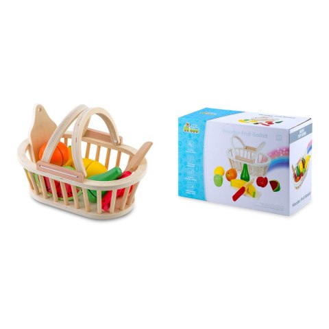 DREWNIANA ZABAWKA KOSZYK Z OWOCAMI DO KROJENIA 9 SZT RK-870 RICOKIDS
