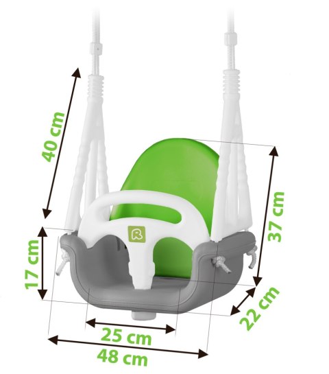 HUŚTAWKA KUBEŁKOWA SŁONIK 3W1 RICOKIDS SZARO ZIELONA