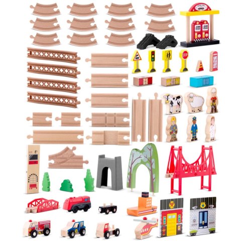 KOLEJKA DREWNIANA MIASTECZKO 100 SZT RK-879 RICOKIDS