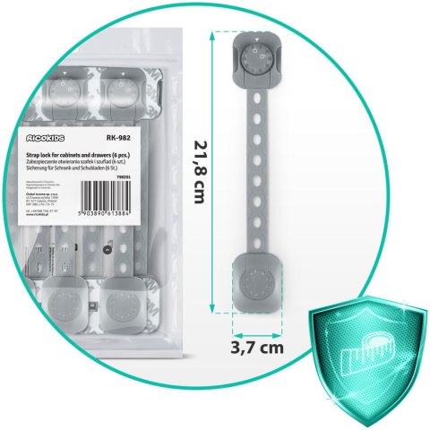 ZABEZPIECZENIE OTWIERANIA SZAFEK RICOKIDS 798201 6 SZT SZARE