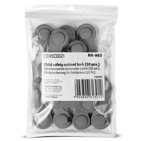 ZABEZPIECZENIE OTWIERANIA SZAFEK RICOKIDS 798301 10 SZT SZARE