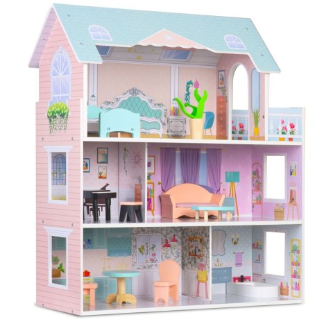DUŻY DREWNIANY DOMEK DLA LALEK 3-PIĘTROWY RICOKIDS RK-878