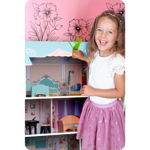 DUŻY DREWNIANY DOMEK DLA LALEK 3-PIĘTROWY RICOKIDS RK-878