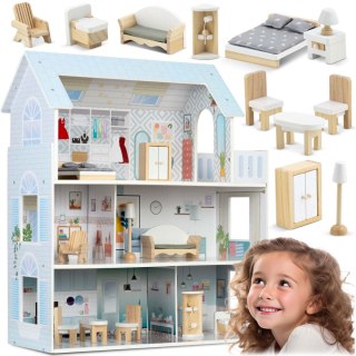 DUŻY DREWNIANY DOMEK DLA LALEK 3-PIĘTROWY RICOKIDS RK-878