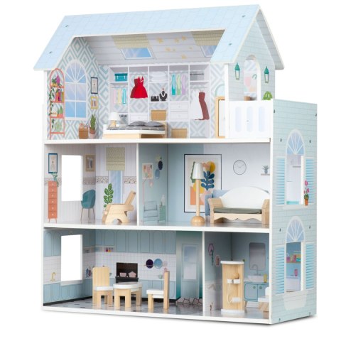 DUŻY DREWNIANY DOMEK DLA LALEK 3-PIĘTROWY RICOKIDS RK-878