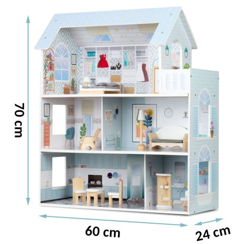 DUŻY DREWNIANY DOMEK DLA LALEK 3-PIĘTROWY RICOKIDS RK-878
