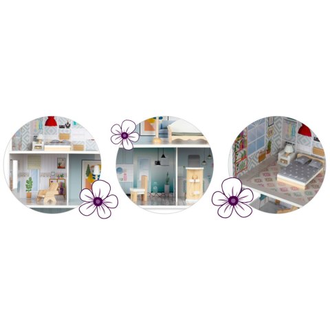 DUŻY DREWNIANY DOMEK DLA LALEK 3-PIĘTROWY RICOKIDS RK-878
