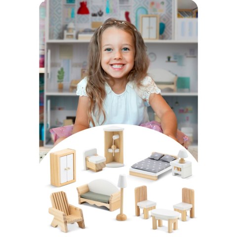 DUŻY DREWNIANY DOMEK DLA LALEK 3-PIĘTROWY RICOKIDS RK-878
