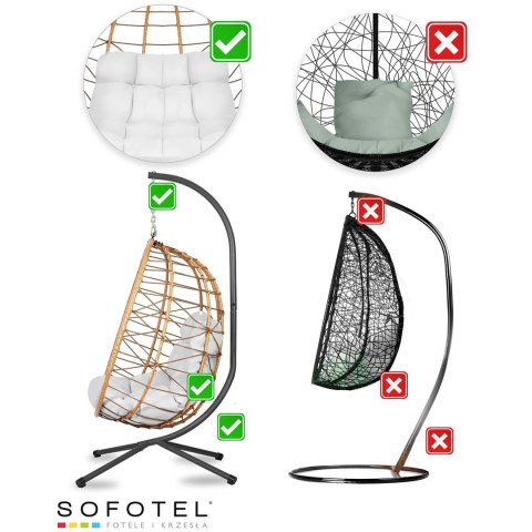 FOTEL OGRODOWY WISZĄCY TIHUANA BRĄZOWY + SZARE PODUSZKI SOFOTEL