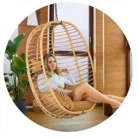 FOTEL OGRODOWY WISZĄCY TOSKANA CZARNY + BRĄZOWE PODUSZKI SOFOTEL