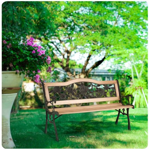 ŁAWKA PARKOWA Z OPARCIEM 123,5 X 74 X 48 CM GARDI ROSE SOFOTEL