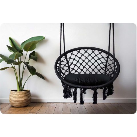 FOTEL OGRODOWY WISZĄCY HUŚTAWKA BOHO CZARNY