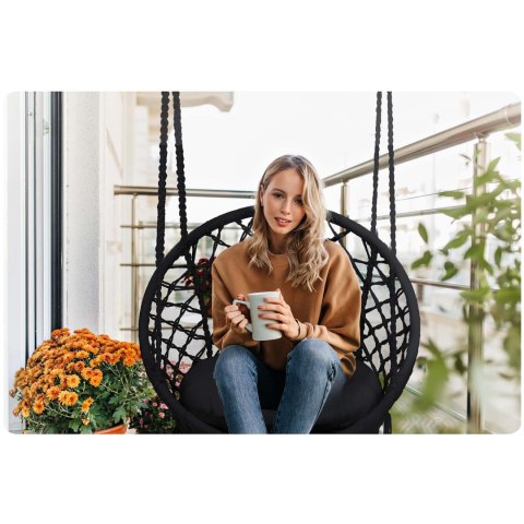 FOTEL OGRODOWY WISZĄCY HUŚTAWKA BOHO CZARNY