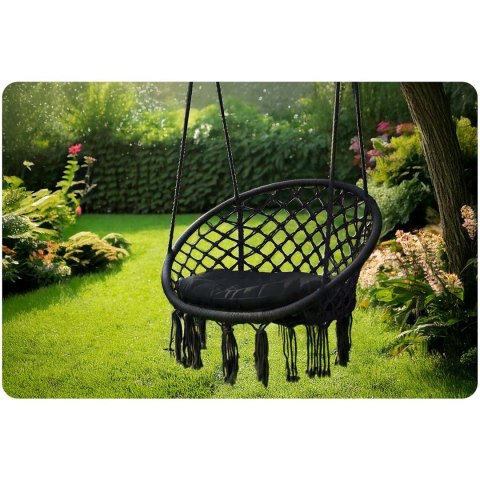 FOTEL OGRODOWY WISZĄCY HUŚTAWKA BOHO CZARNY