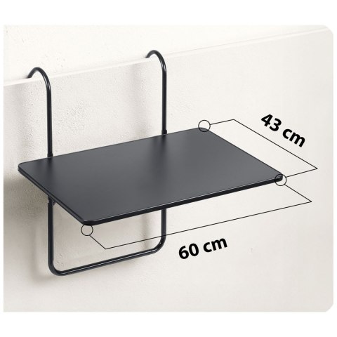 WYTRZYMAŁY STOLIK BALKONOWY 60X43CM SKŁADANY SOFOTEL SO-982 CZARNY