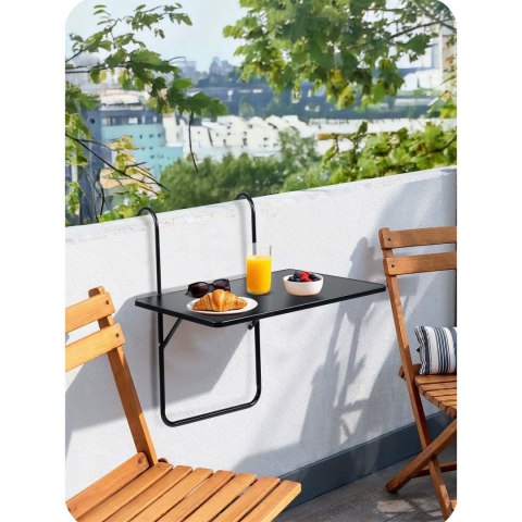 WYTRZYMAŁY STOLIK BALKONOWY 60X43CM SKŁADANY SOFOTEL SO-982 CZARNY