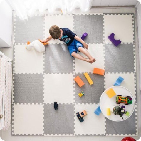 Duża mata piankowa puzzle biało-szara Ricokids 180x180cm 9szt Duża mata piankowa puzzle biało-szara Ricokids 180x180cm 9szt