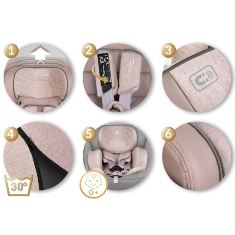 Fotelik samochodowy Nukido Aero Line beżowy 0-36 kg ISOFIX